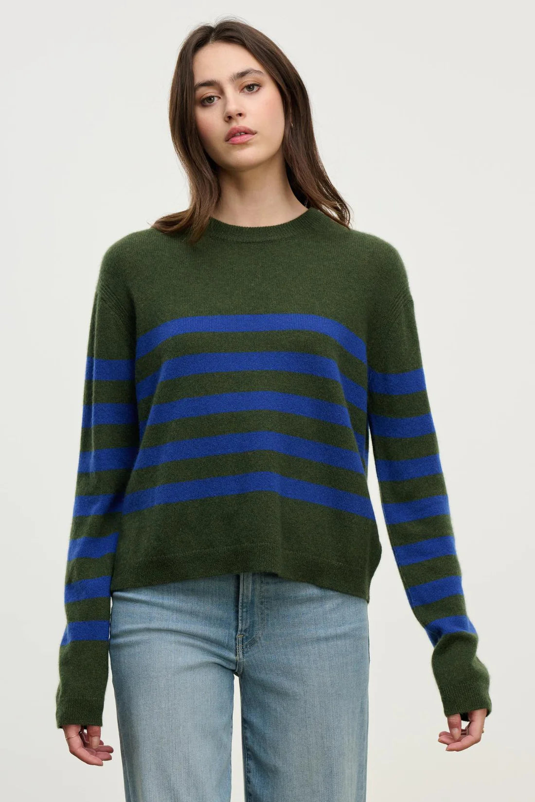 DIANA CASHMERE SWEATER IN MILITARY BLUE
